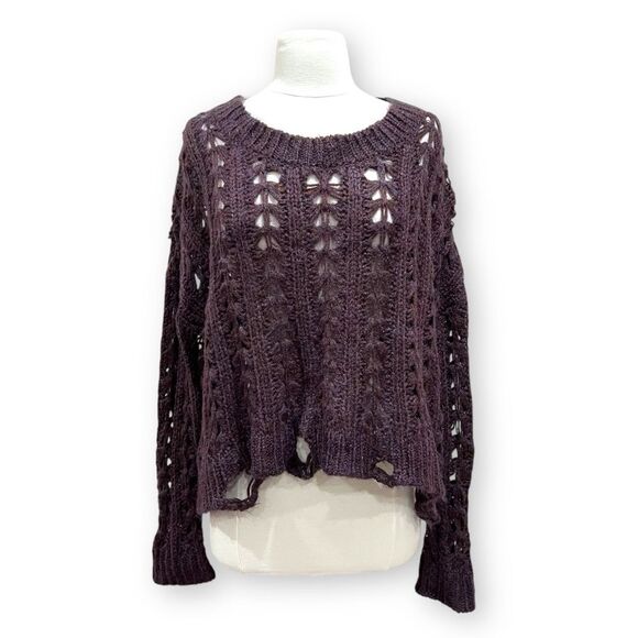 Altar’d State Distressed Open Knit Oversized Sweater Size Small - Picture 11 of 11